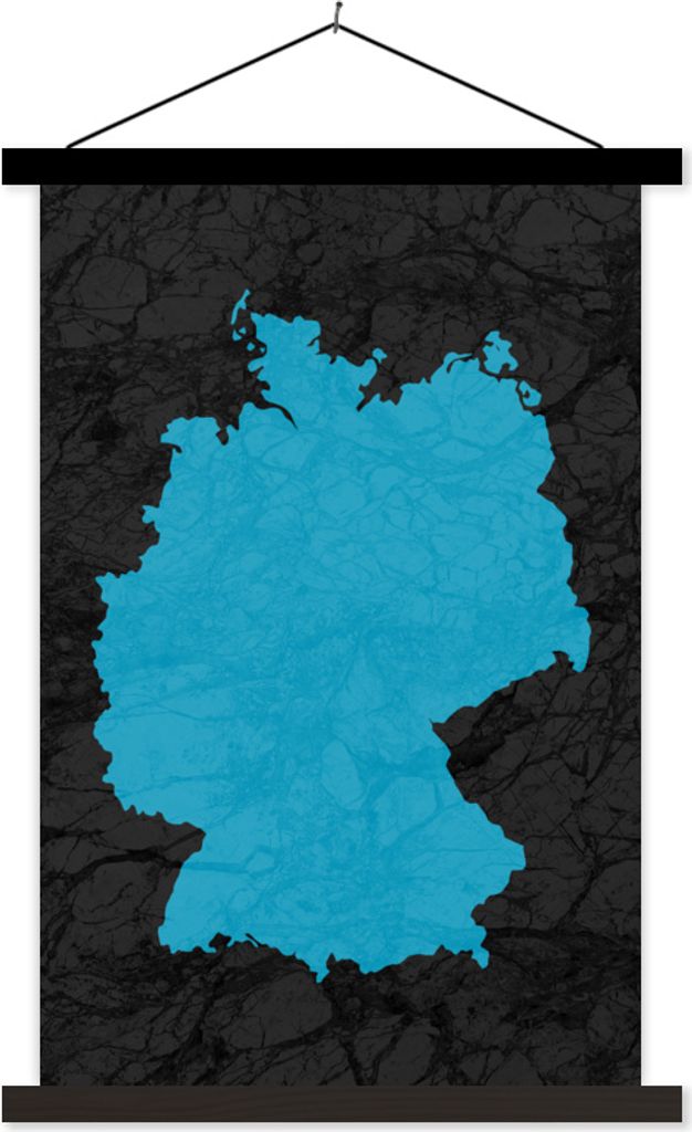 MuchoWow Textilposter Karte - Deutschland - Blau 120x180 cm mit schwarzem Rahmen - Fotos