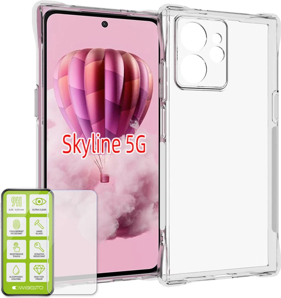 Per HMD Skyline Set di prodotti Custodia protettiva antiurto in TPU trasparente + vetro temperato H9
