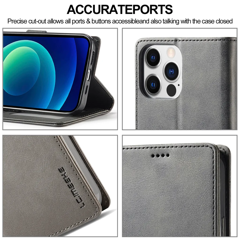 Custodia A Portafoglio In Pelle Per IPhone 14 Pro Max – Pieghevole, Antiurto, Con 2 Slot Carte E Supporto, Colore Marrone
