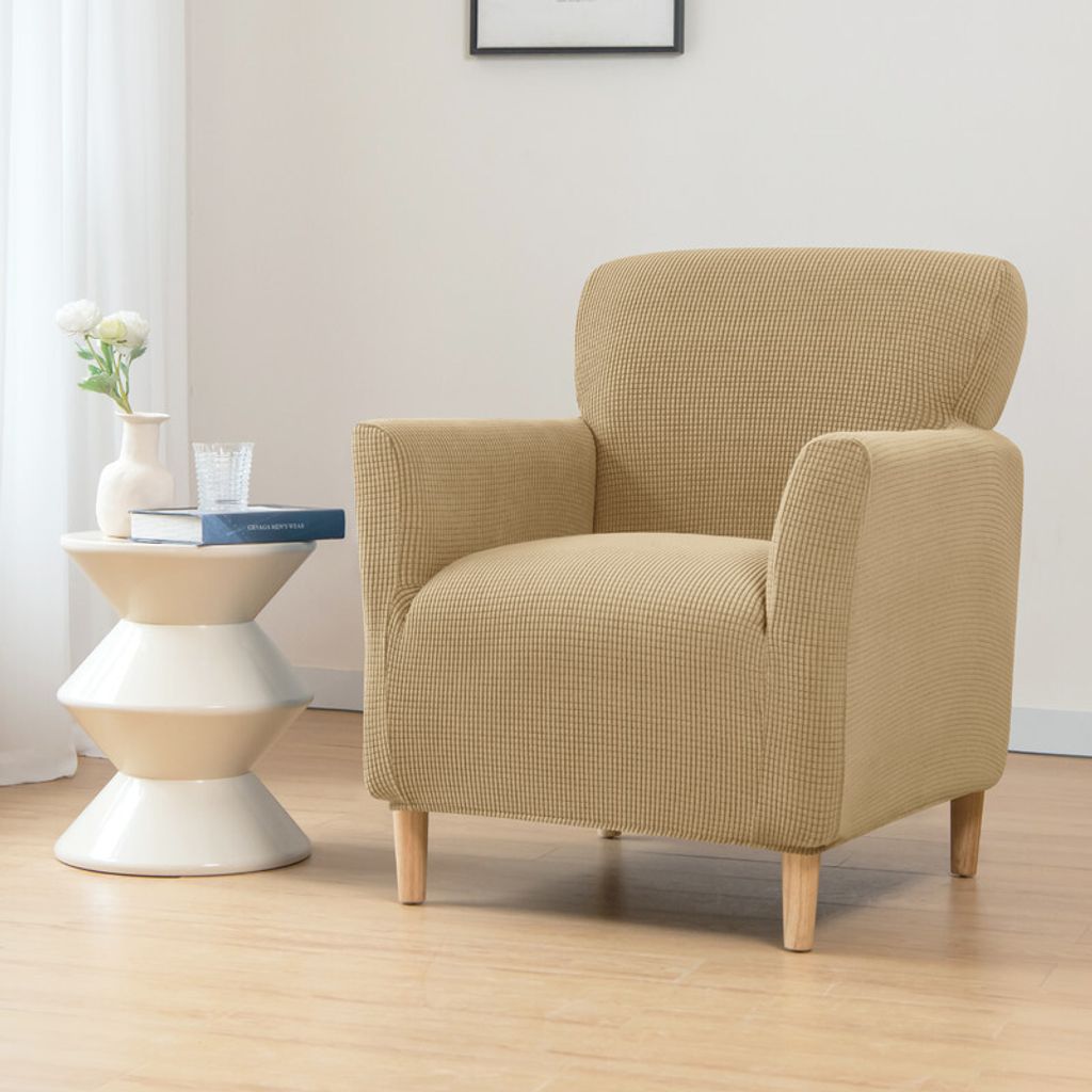 (Khaki)Elastischer Sofabezug High Stretchhusse Sofa Schonbezug 1-Sitzer Sofa-Überwürfe,Plüsch Stricken Sofahusse