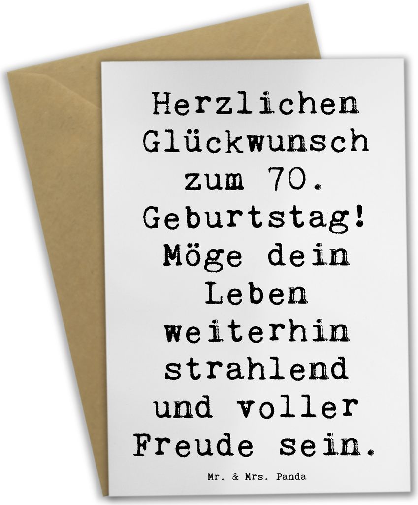 Mr. & Mrs. Panda Grußkarte Spruch 70. Geburtstag Glückwünsche - Weiß - Geschenk, Happy Birthday, einzigartiger Tag, hochzeitskarten, einladungs...