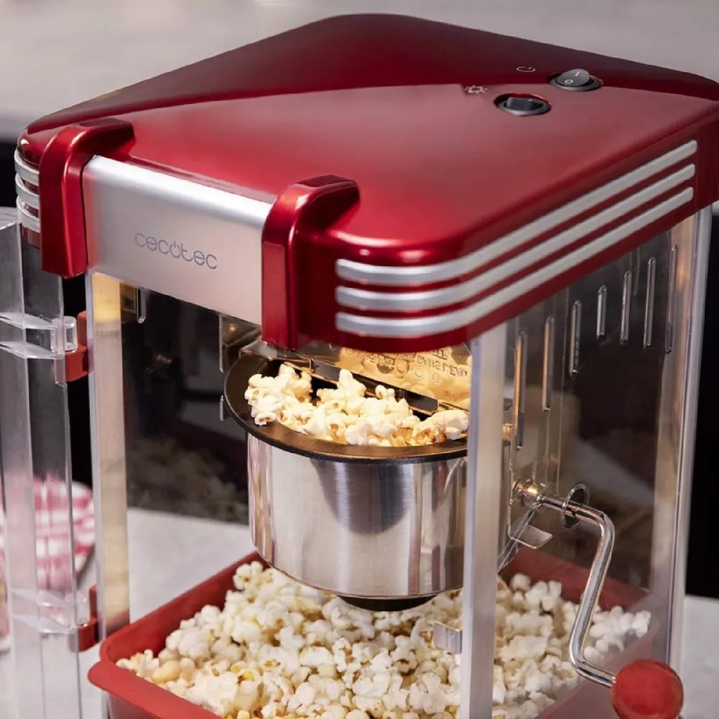 Machine Pop-Corn sans Huile 1200W Cecotec Rouge : Cuisson Rapide 2 min - 4