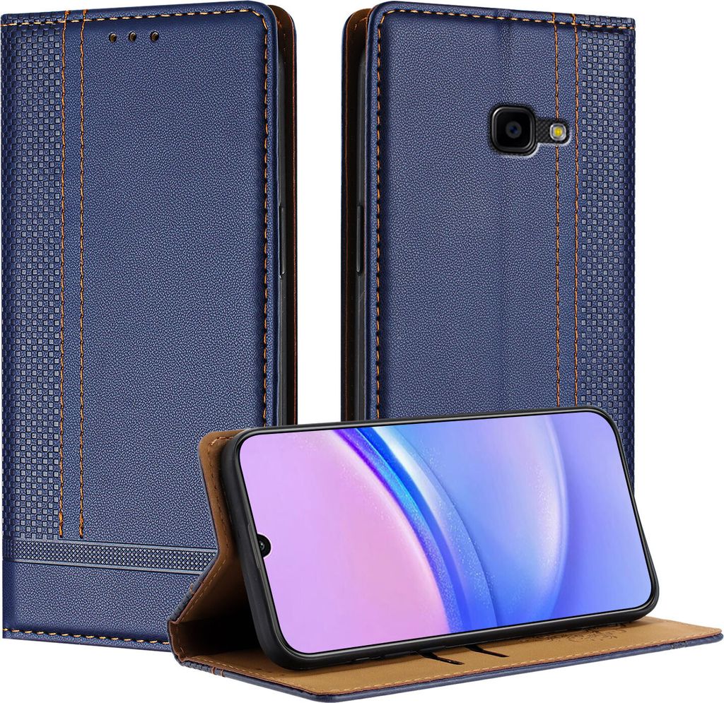 Handyhülle für Samsung Galaxy Xcover 4S Leder Flip Klappbare Schutzhülle mit Standfunktion Blau