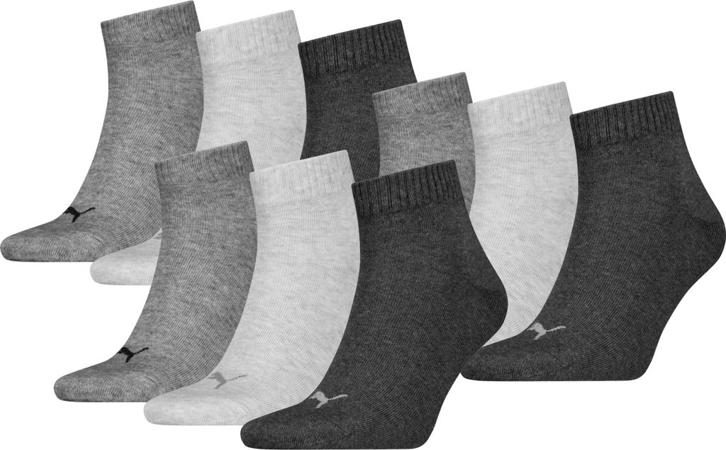 9 Paar Uni Puma Quarter kurze Sportsocken in Anthrazit Melange Größe 47-49