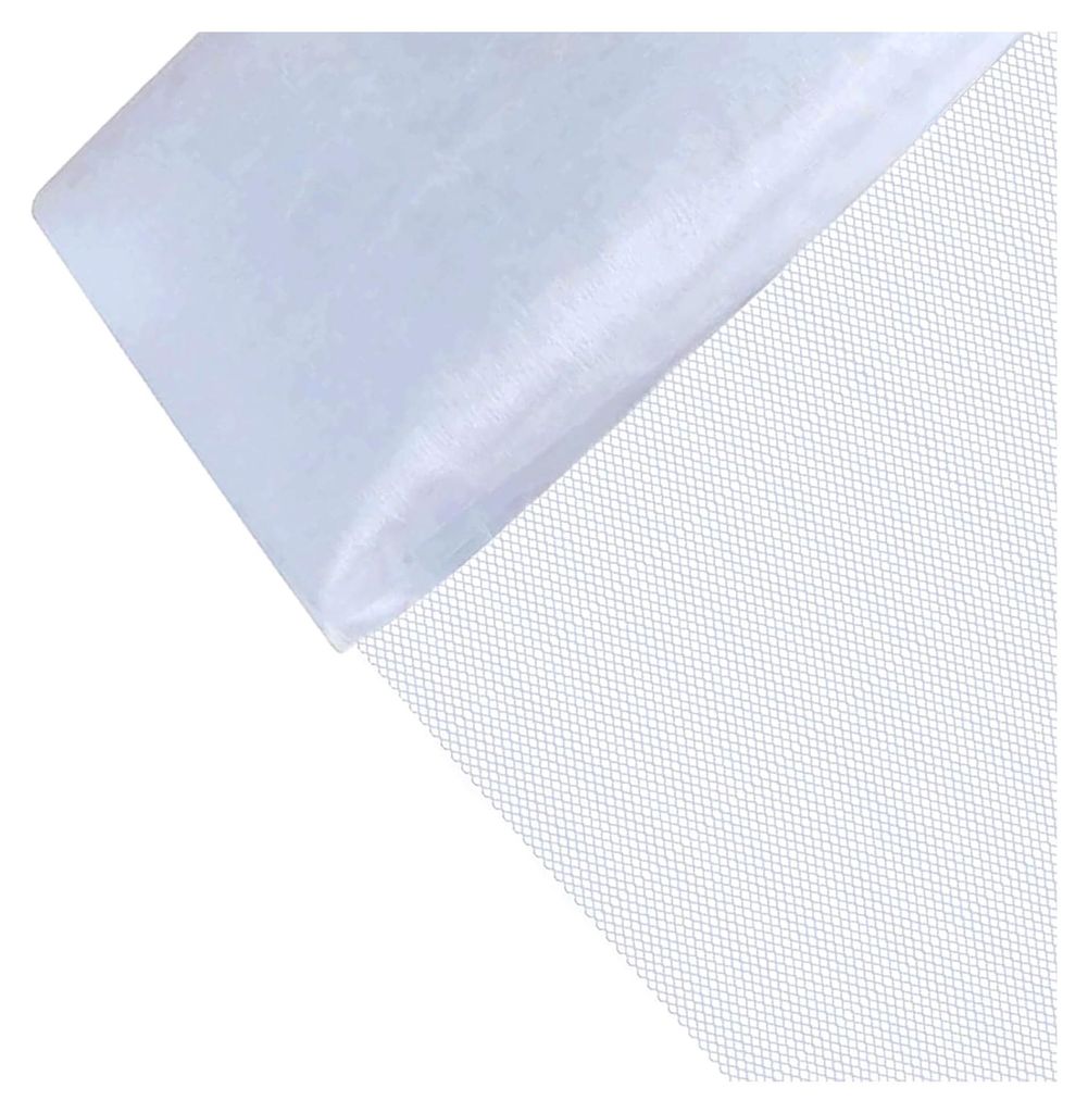 Organza Stoff 48 cm x 10 m, Tüllstoff Rolle, Dekostoff für Hochzeiten und Feiern, Weiß