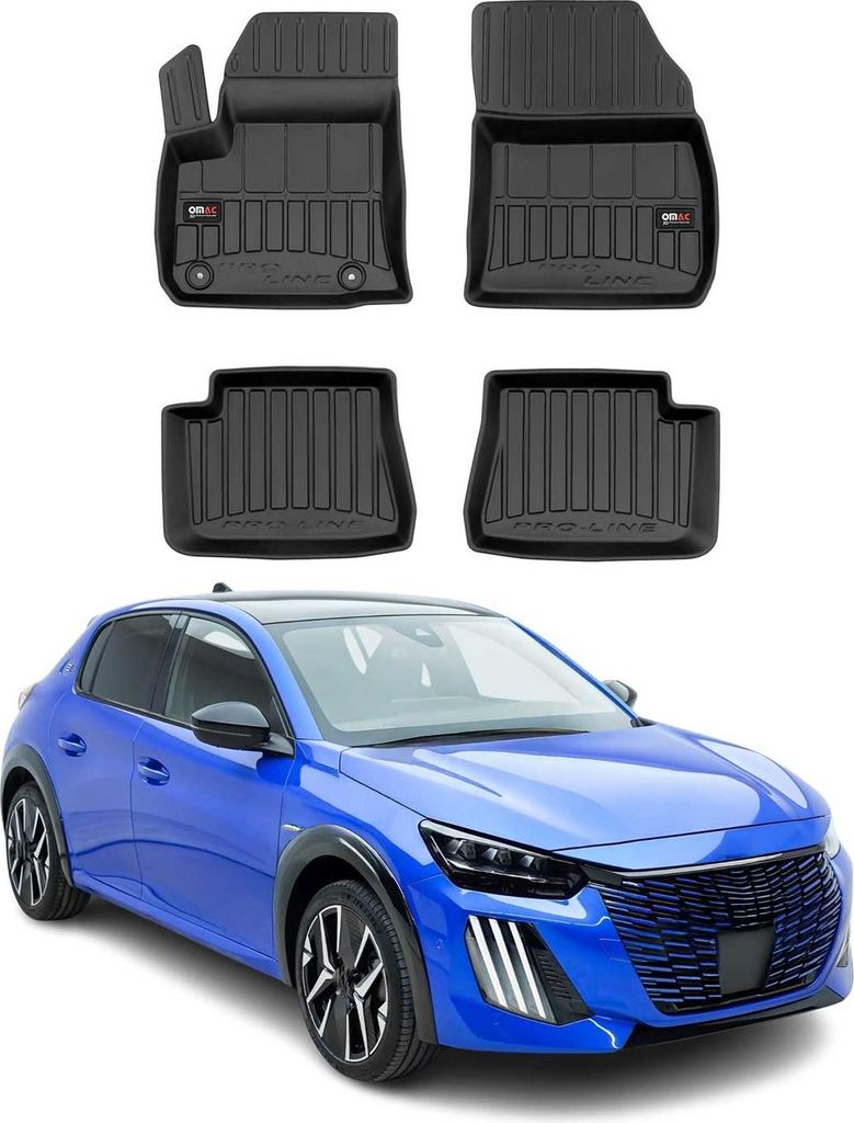 OMAC Gummi Fußmatten für Peugeot e-208 2019-2025 Premium TPE Automatten 4tlg