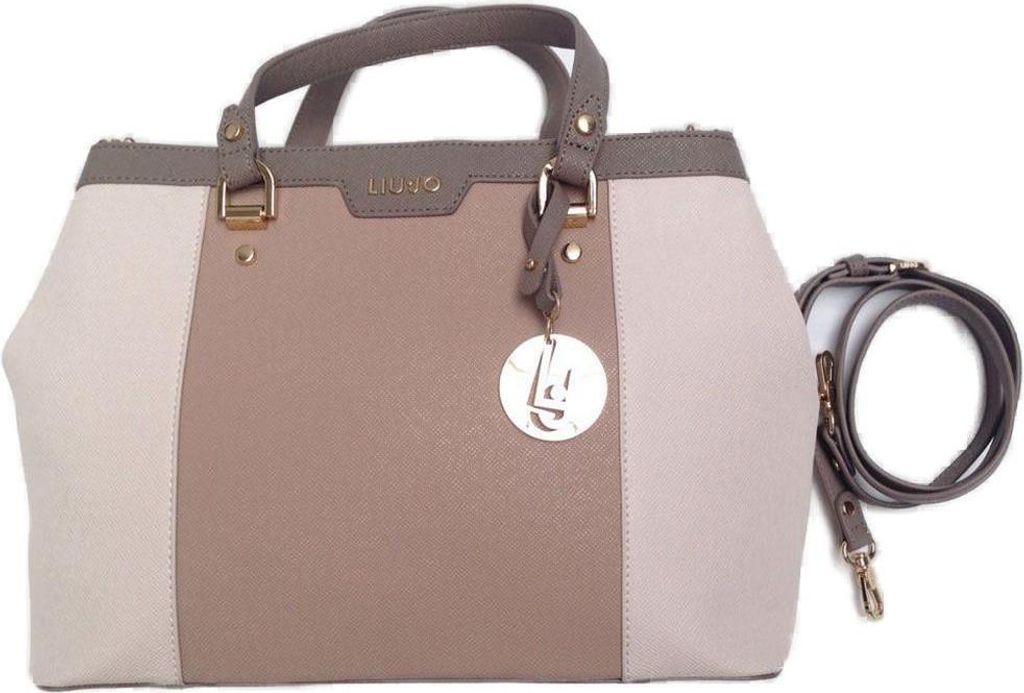 Liu Jo Handtasche Damen Shopper Kunstleder Stoff Beige Braun Grau N16244E0087-A3073