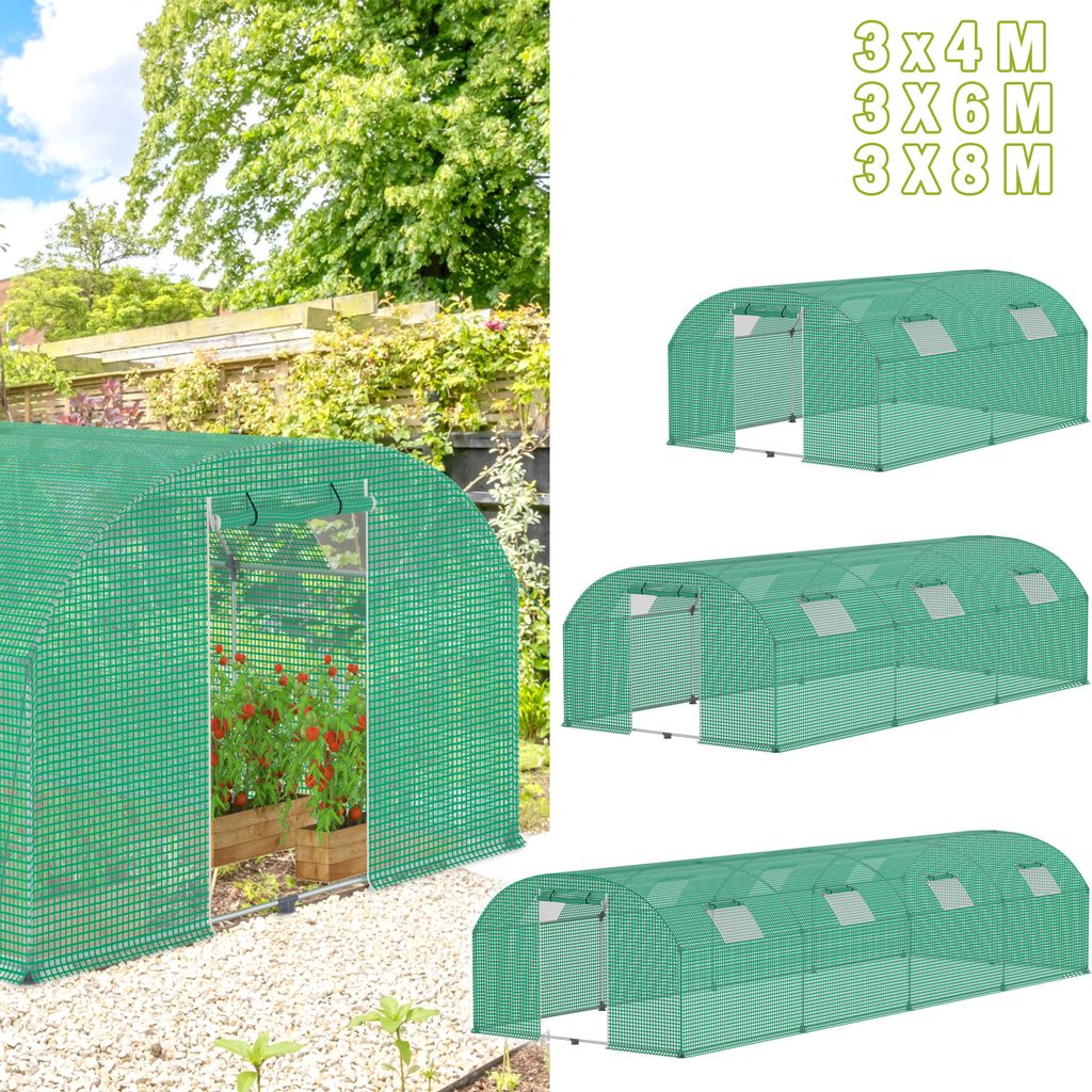 FIVMEN Foliengewächshaus Tomatenhaus Gewächshaus Folientunnel Garten Treibhaus mit Tür & Fenstern 3x6x2m HDPE+LDPE-Folie mit UV-Schutz Stahlrohr...