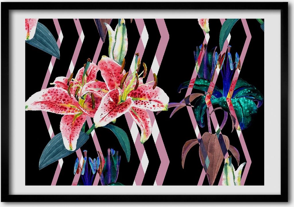 Bild - Bilder - Bilderrahmen - 70 cm x 50 cm - MDF-Rahmen, Wandkunst Tropical Lilie