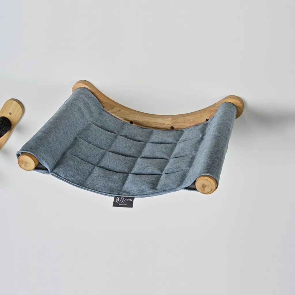 RHRQuality Mobile da parete Parete da arrampicata Gatto – Amaca XXL – Portata fino a 20 kg – Per gatti di grossa taglia – Amaca lavabile – Denim