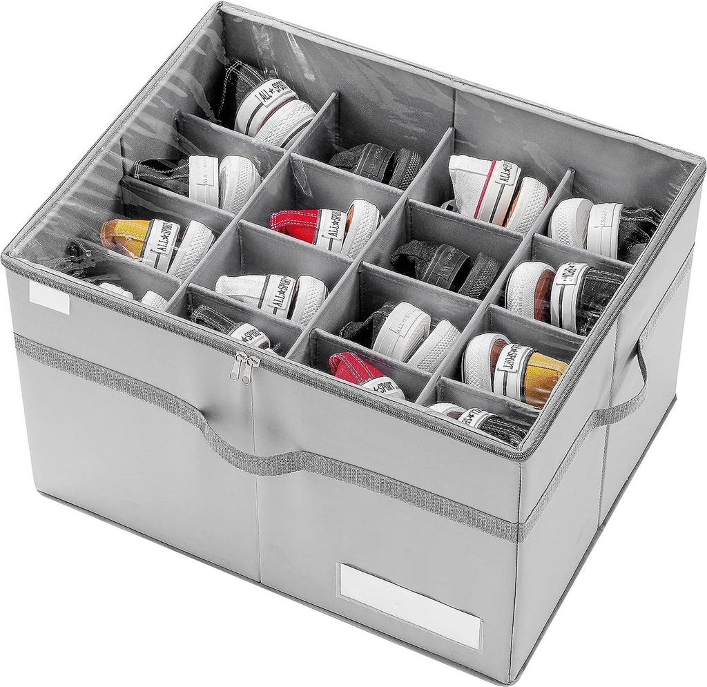 MODFU Faltbare Schuhbox Aufbewahrungsbox,Stapelbare Transparente Schuhkiste für Schuhe,Kleidung & Accessoires,Multifunktionale Ordnungsbox für Zu...