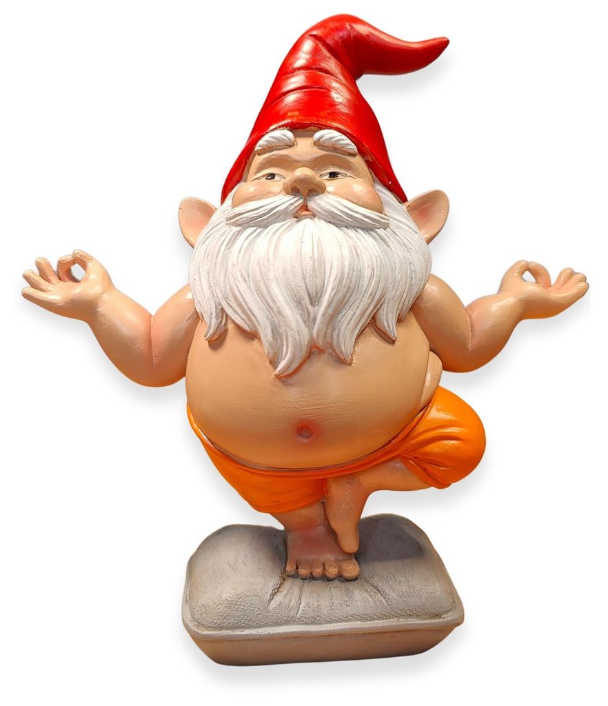 Yoga-Gartenzwerg, 20 cm – Zen-Meditationsfigur mit Buddha-Bauch, wetterfeste Gartendekoration für drinnen und draußen, lustiges Zwergengeschenk...