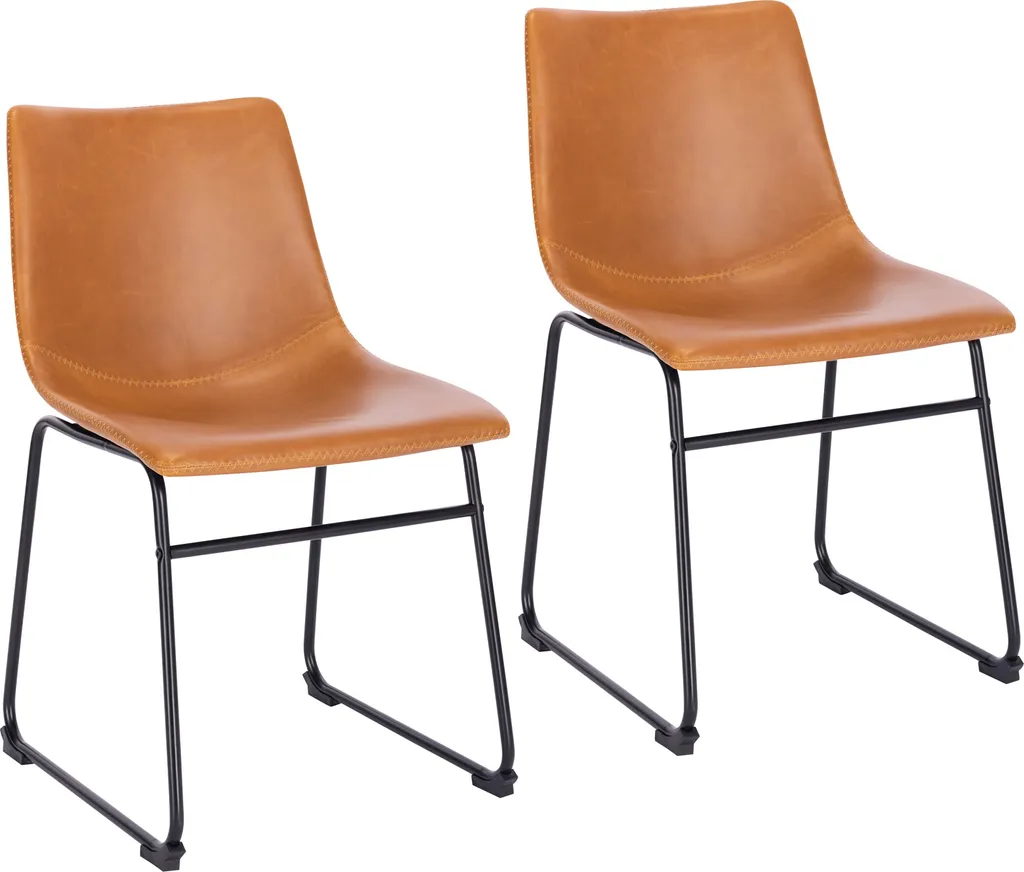 Chaises de Table Cognac SVITA HARRY avec Structure Métal Lot de 2 Pièces