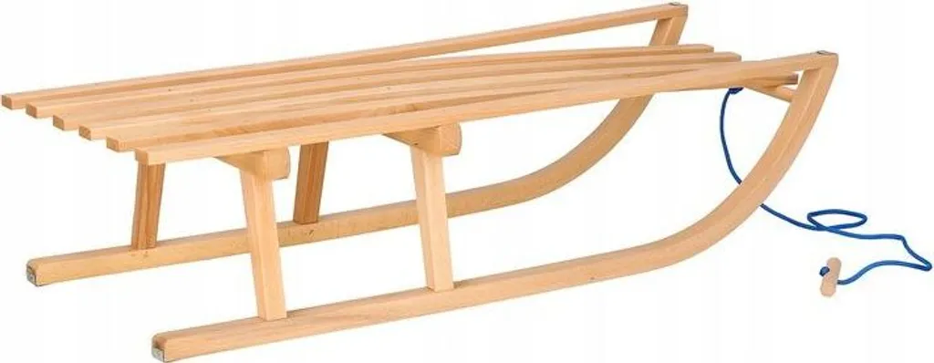 Luge pour enfants 90cm bois massif robuste avec patins en métal poli