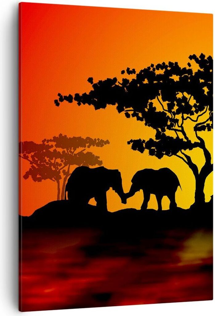 Bild auf Leinwand - Leinwandbild - Einteilig - Tiere Safari Savanne Giraffe - 50x70cm - Wand Bild - Wanddeko - Wandbilder - Leinwanddruck - Wanddek...