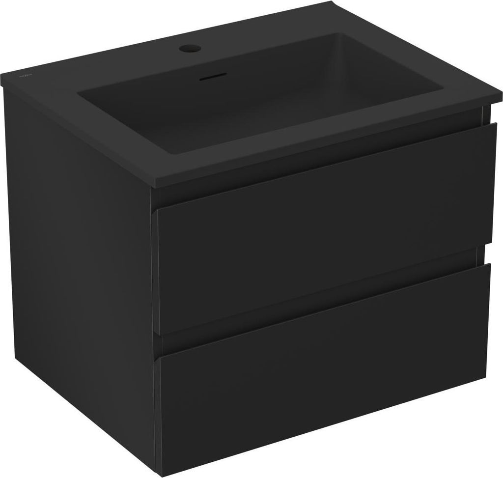 Mexen Orio Badezimmerschrank 60 cm mit Waschbecken Otis, 2 Schubladen, schwarz matt - 91A10-06047-2-BFF71-W18M71