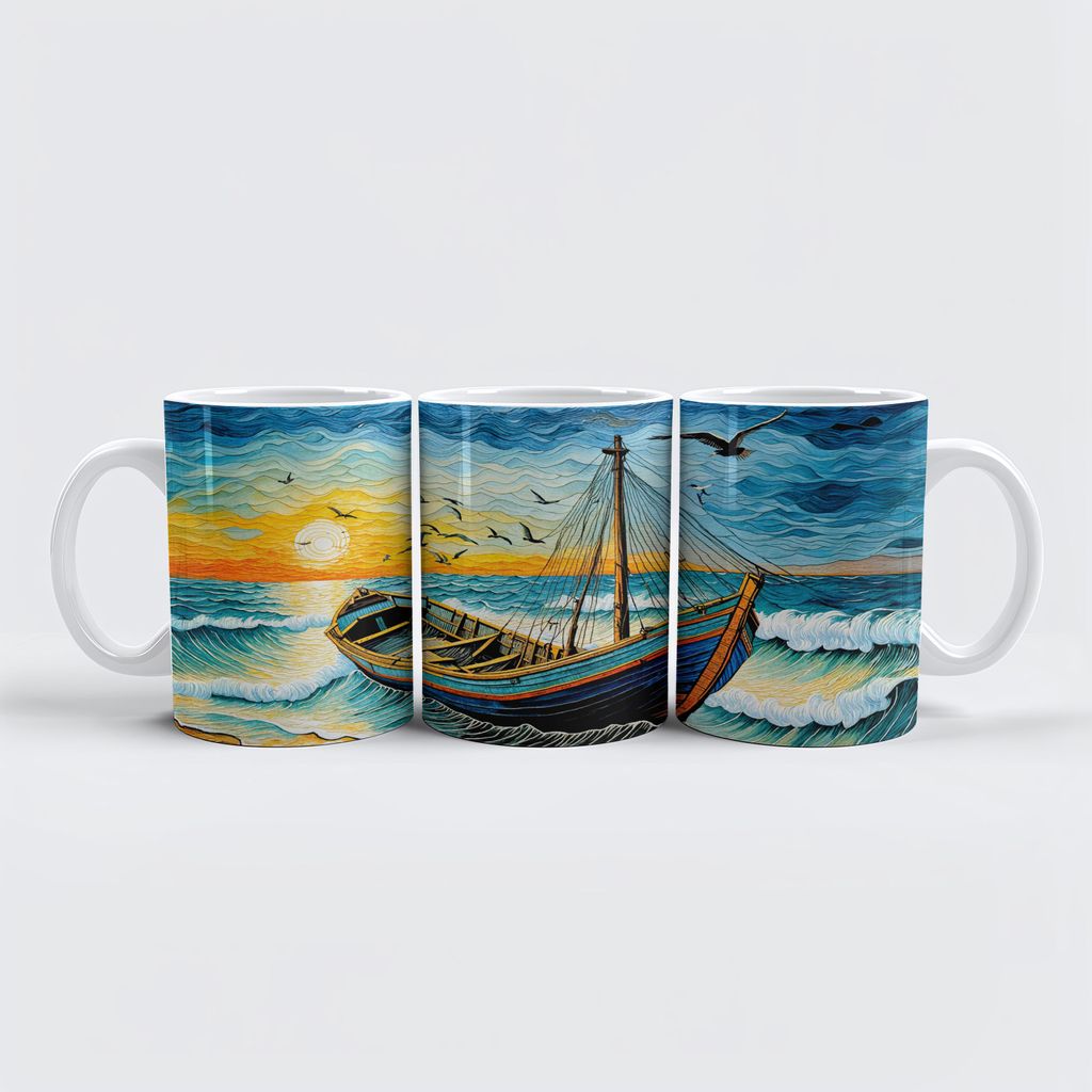 raxxa Premium-Tasse "Boat on Calm Waters at Sunset"