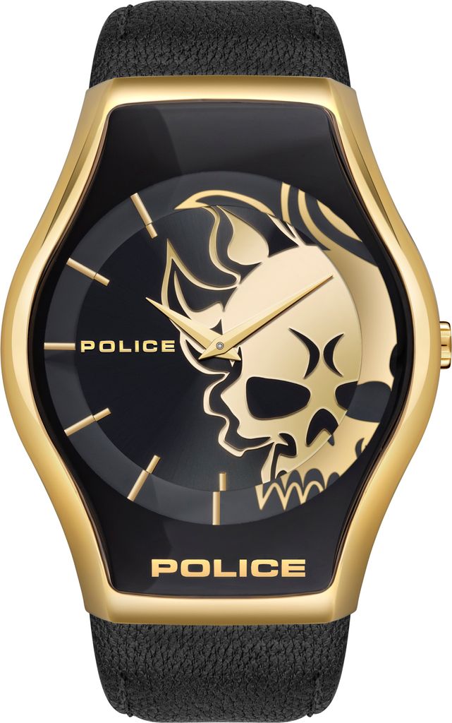 Police PEWJA2002301 Herren-Uhr Driver Analog Quarz Leder-Armband Gold