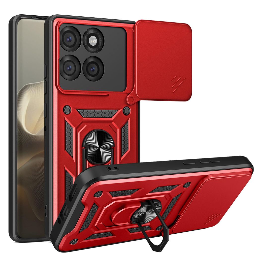 Outdoor Panzer Hülle für Motorola Edge 60 Pro Handyhülle mit Kameraschutz Ringhalter Rot