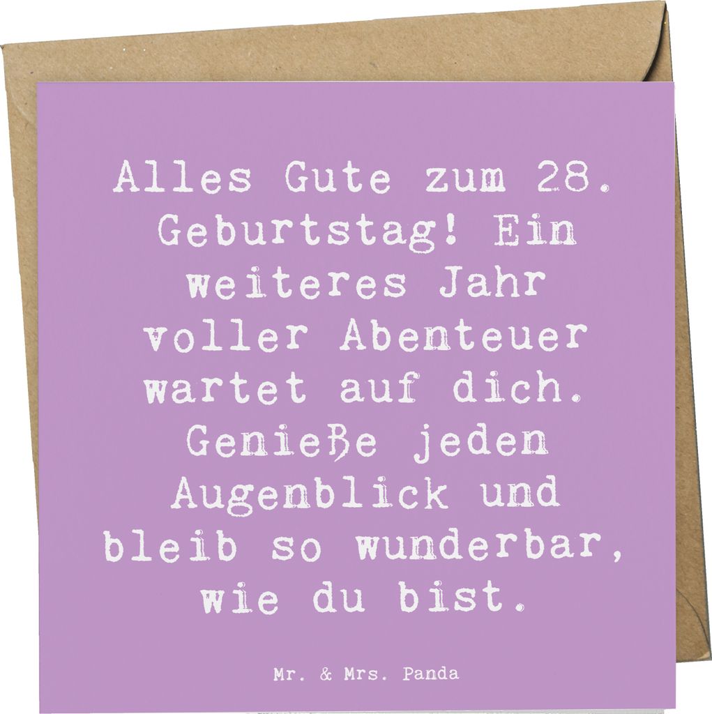 Mr. & Mrs. Panda Grußkarte Spruch 28. Geburtstag - Lavendeltraum - Geschenk, doppelkarte, besonders, faltkarte, Glückwunschkarte, Happy Birthday,...