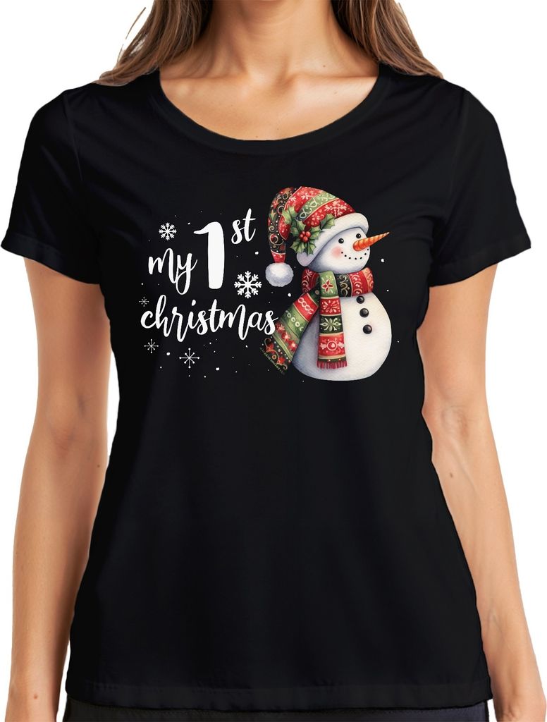 My 1st christmas erste Weihnachten - Weihnachtsgeschenk Christmas Damen T-Shirt, Schwarz, M