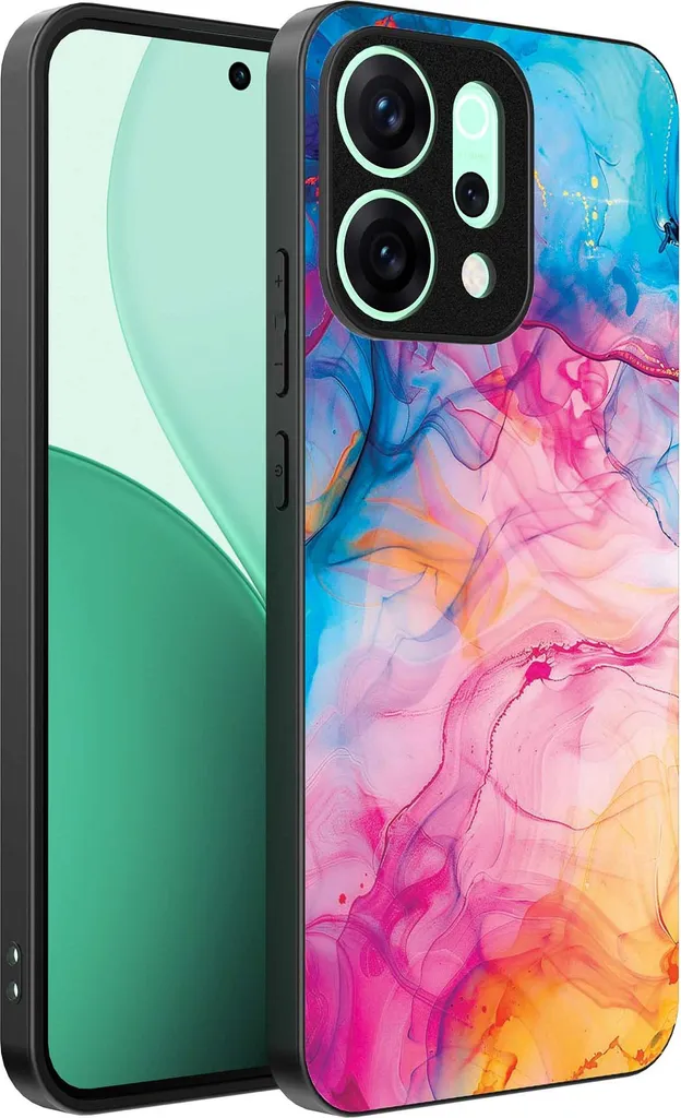 Cover Luxury Oppo Reno 14 Marmo Rainbow - Custodia Design Acrilico