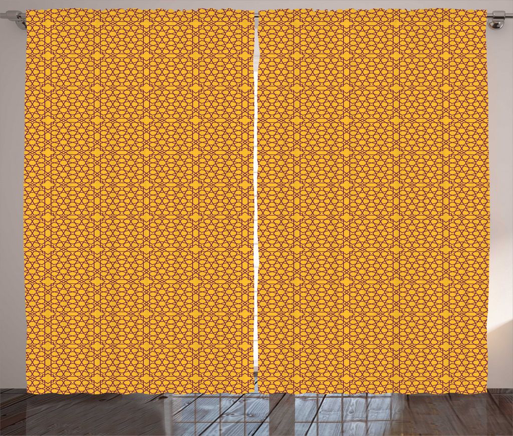 ABAKUHAUS Gitter Rustikaler Gardine, Umschlungen Marokkanische Stern-Grid, Schlafzimmer Kräuselband Vorhang mit Schlaufen und Haken, 280 x 225 cm,...
