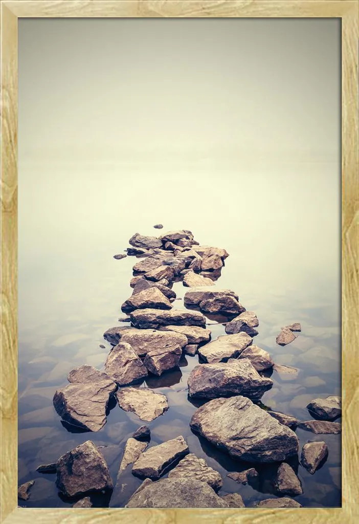Cadre Photo avec Poster Silent Horizon : Déco Prête à Poser en Bois
