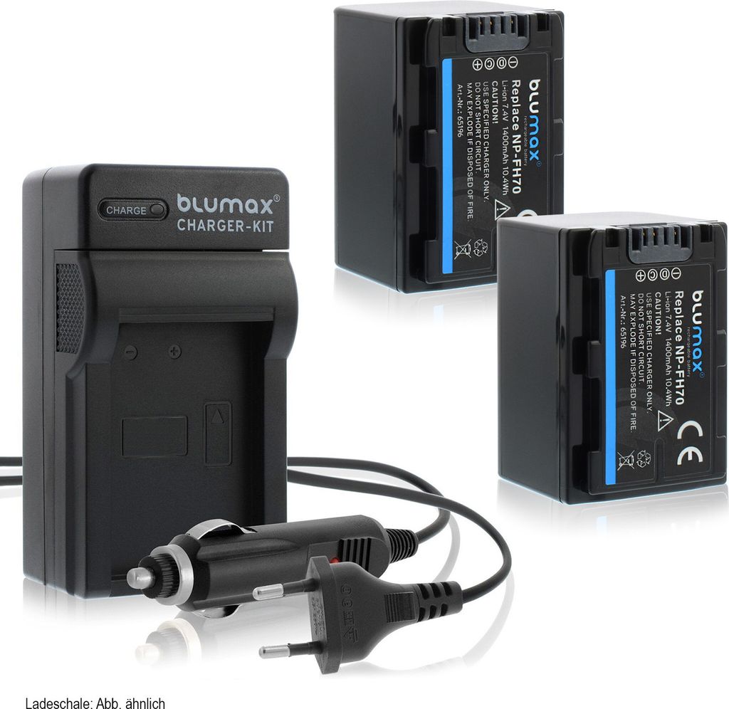 2x Akku + Lader für Sony NP-FH70 NP-FH100 NP-FH40 NP-FH50 NP-FH60 1400 mAh