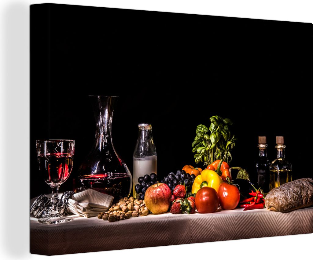 OneMillionCanvasses - Leinwandbilder - 150x100 cm, Stilleben - Essen - Trinken - Obst - Schwarz, Wandbilder Kunstdruck Wanddekoration - Foto auf ...