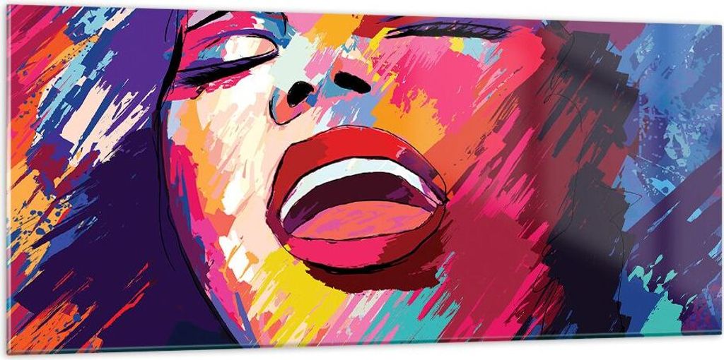 Bilder auf glas - Frau Abstraktion - 120x50cm - Glasbilder - Wandbilder - Kunstdruck - zum Aufhängen bereit - Wanddekoration aus Glas - Glas Bilde...