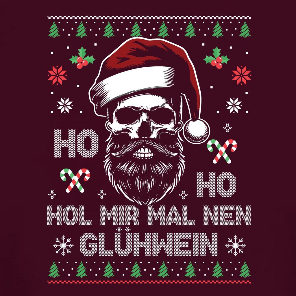 Ho Ho Hol mir mal nen Glühwein Totenkopf - Weihnachten Weihnachtsgeschenk Christmas Damen T-Shirt, Burgundy, S
