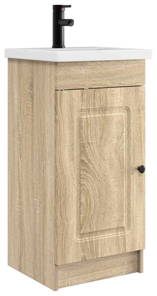 Möbel Badezimmerschrank mit Waschbecken Sonoma-Eiche - Badspiegel CC2815