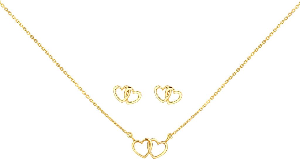 F Set Anhänger/Kette und Ohrstecker 925/- Sterling Silber 42+3cm gelb 271200002V