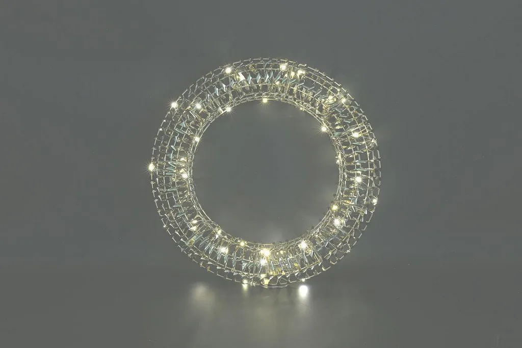 Décoration de Noël pour Porte Couronne LED 40cm Or et Jouets Rétro