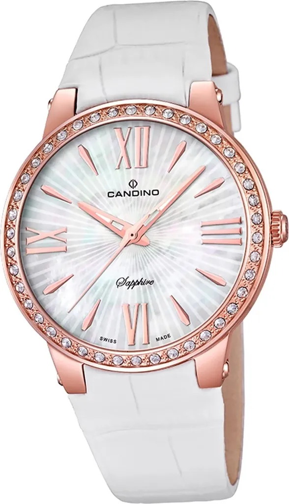 Montre Femme Chic pour Travail et Soirée - Cuir Blanc Candino C4598