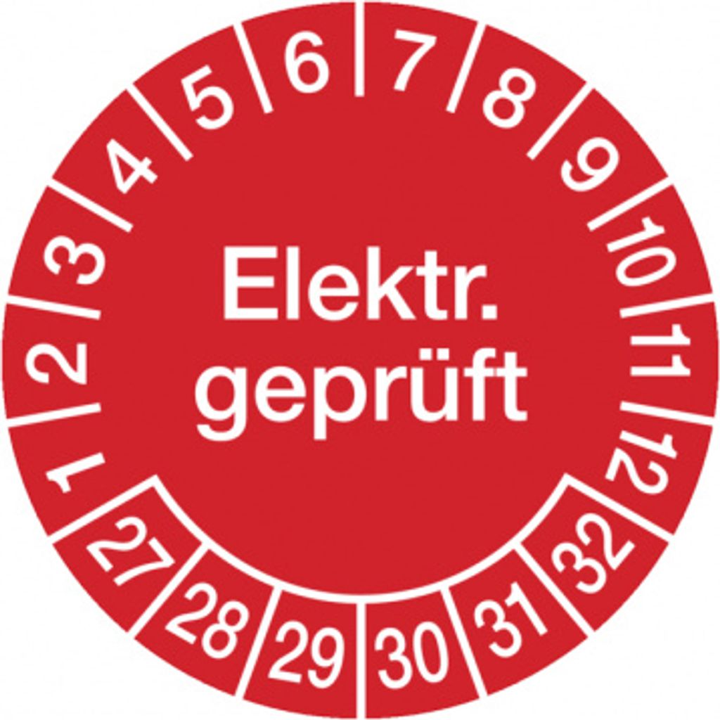 Dreifke Aufkleber Prüfplakette, Elektr. , rot/weiß, Folie, Ø 30 mm - ...