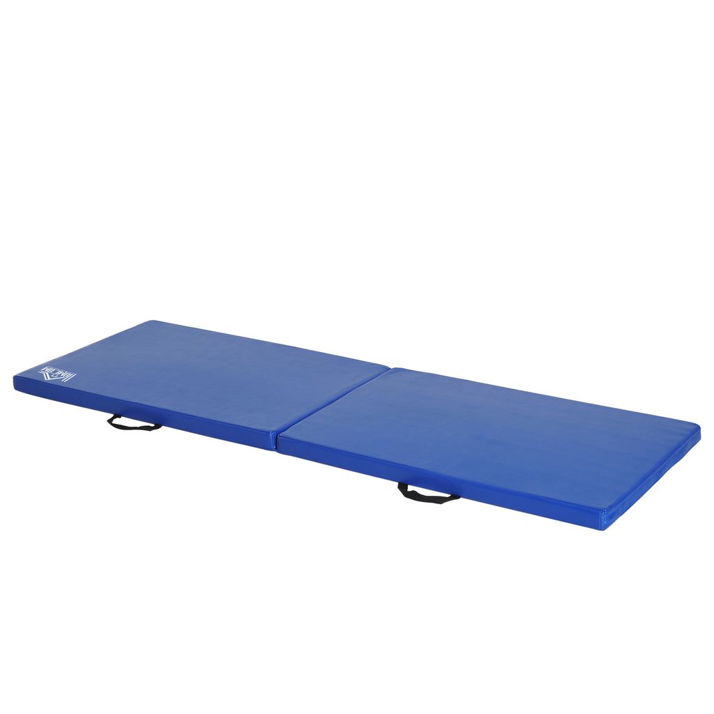 HOMCOM Gymnastikmatte Yoga Pilates Fitness faltbar tragbar großer Komfort 180L x 60B x 5H cm blaue Synthetikbeschichtung