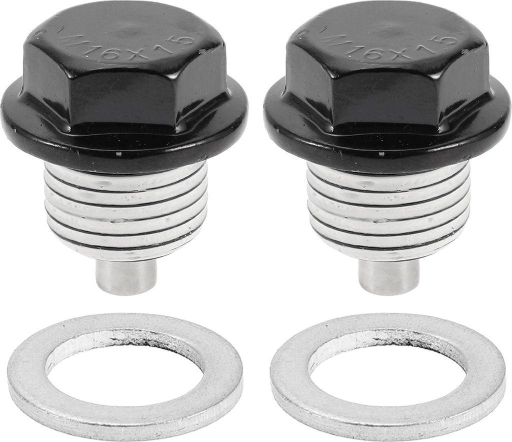 Universaler Ölablassschrauben-Antileck-Ölwannen-Ablassbolzen-Schraubengewindereparatur-Aluminium 2er-Set mit Dichtung Schwarz Weiß Magnetisch M1...