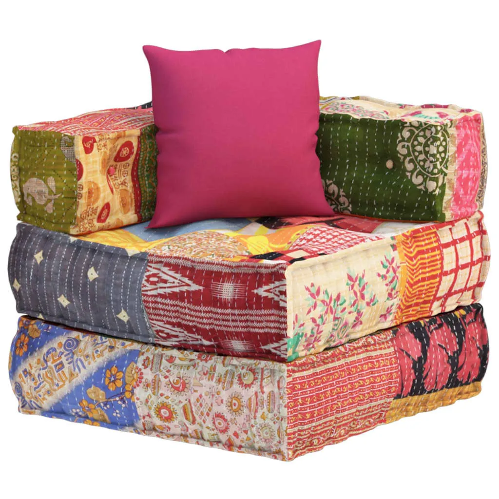 Siège de Sol Patchwork Pouf Modulaire en Tissu Confortable 60cm - 4