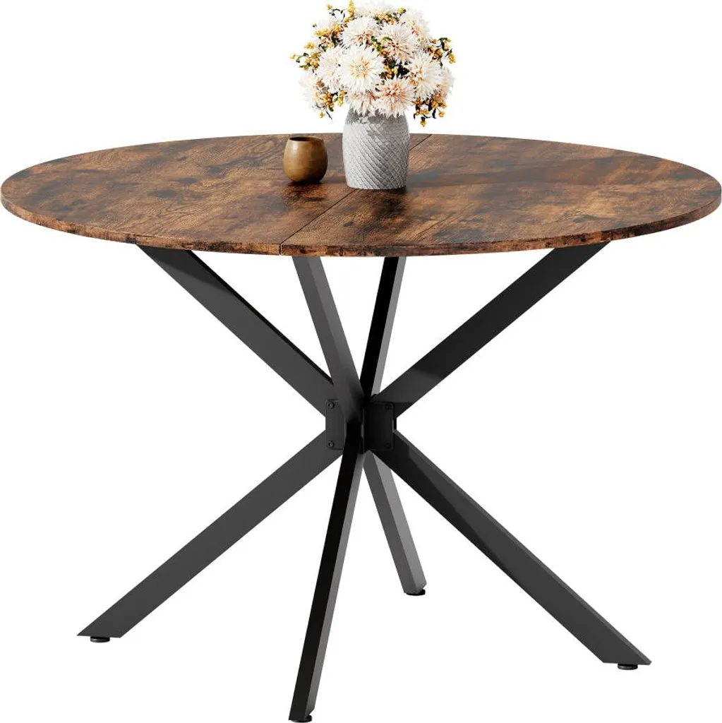 Table à manger ronde 120 cm vintage pour petit salon et appartement