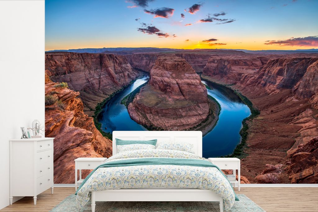 MuchoWow Fototapete für Wohnzimmer oder Schlafzimmer Wandtapete Vinyl Motivtapete Horseshoe Bend Amerika Fotodruck - 390x260 cm - Papiertapete