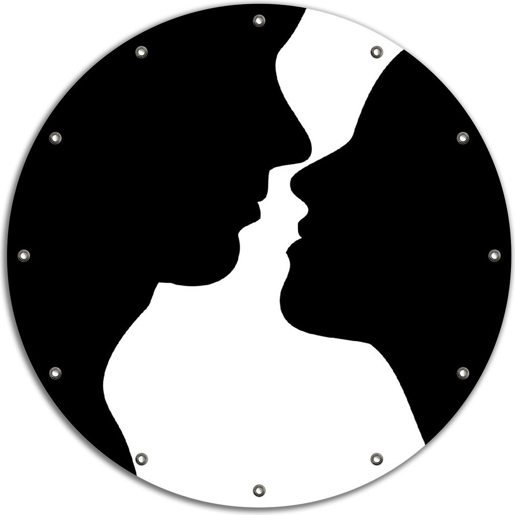 Wallario rundes Outdoor-Poster für Garten oder Balkon, Motiv Mann und Frau, 90 cm Durchmesser