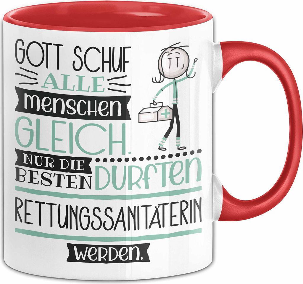 Rettungssanitäterin Geschenk Becher Tasse Gott Schuf Alle Menschen Gleich Nur Die Besten Durfeten Rettungssanitäterin Werden Geschenkidee Lustig ...