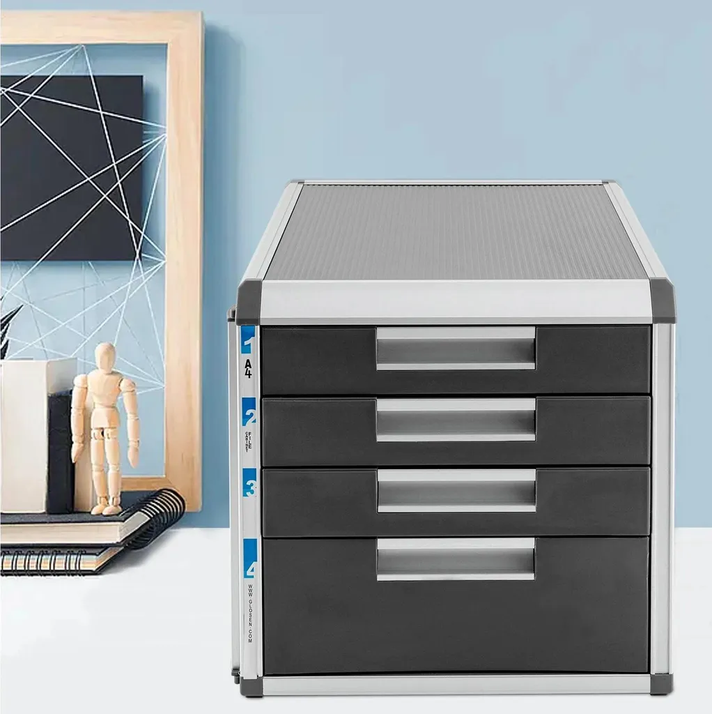 Classeur à tiroirs A4 sécurisé pour bureau professionnel en aluminium