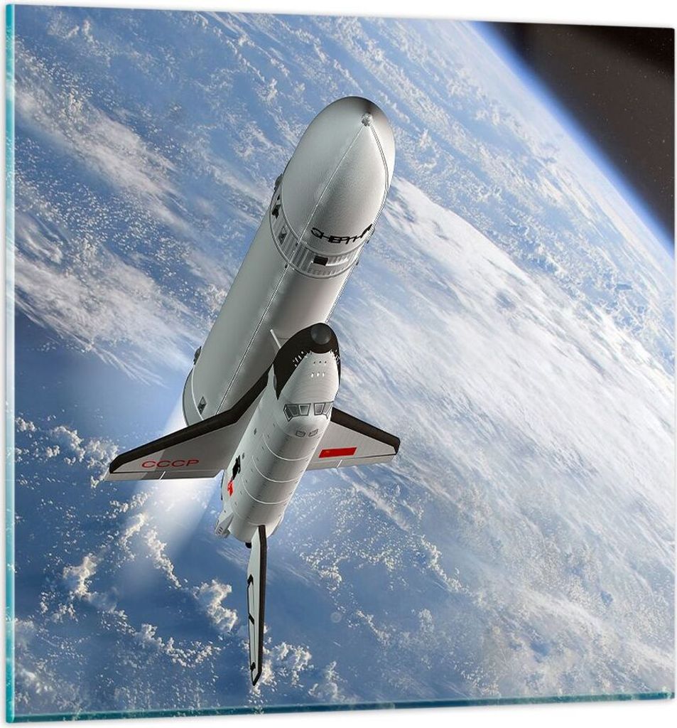 Bilder auf glas - Himmel Rakete Kosmos Planet - 60x60cm - Glasbilder - Wandbilder - Kunstdruck - zum Aufhängen bereit - Wanddekoration aus Glas - ...