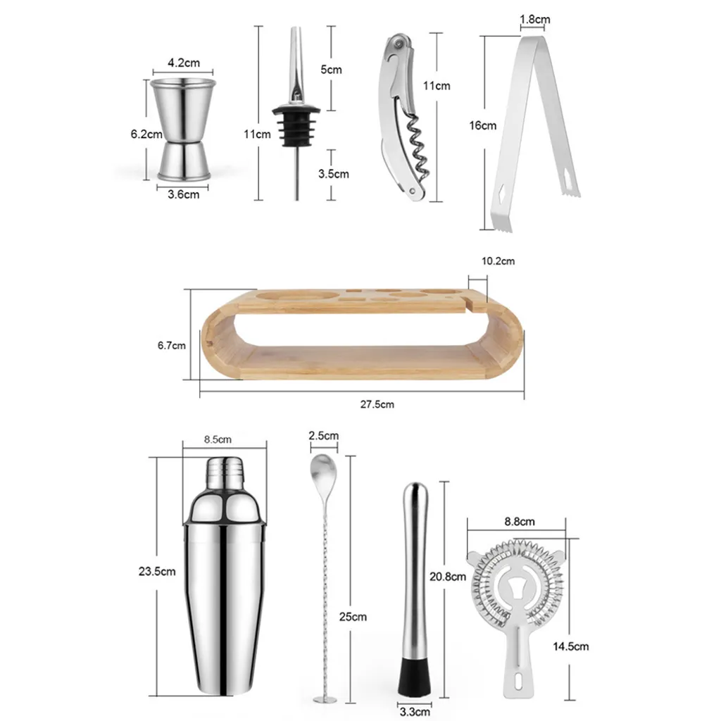 Set Da Cocktail Professionale 10 Pezzi In Acciaio Inox - Bicchiere Miscelatore, Shaker, Filtro E Plettri - Regalo Per Appassionati Di Mixology