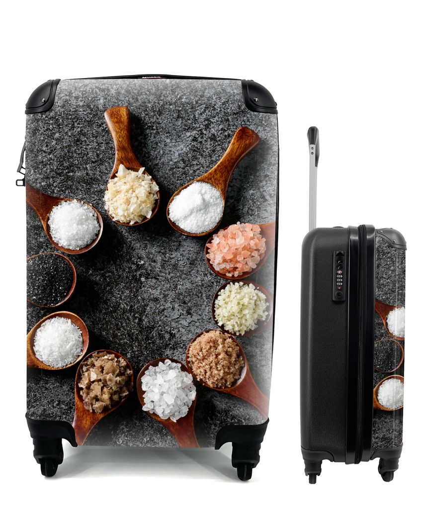 MuchoWow Koffer Handgepäck Trolley Rollkoffer Kleine Reisekoffer mit 4 Rollen - Löffel - Kräuter - Gewürze - Küche - Industrie - Cabin Size ...