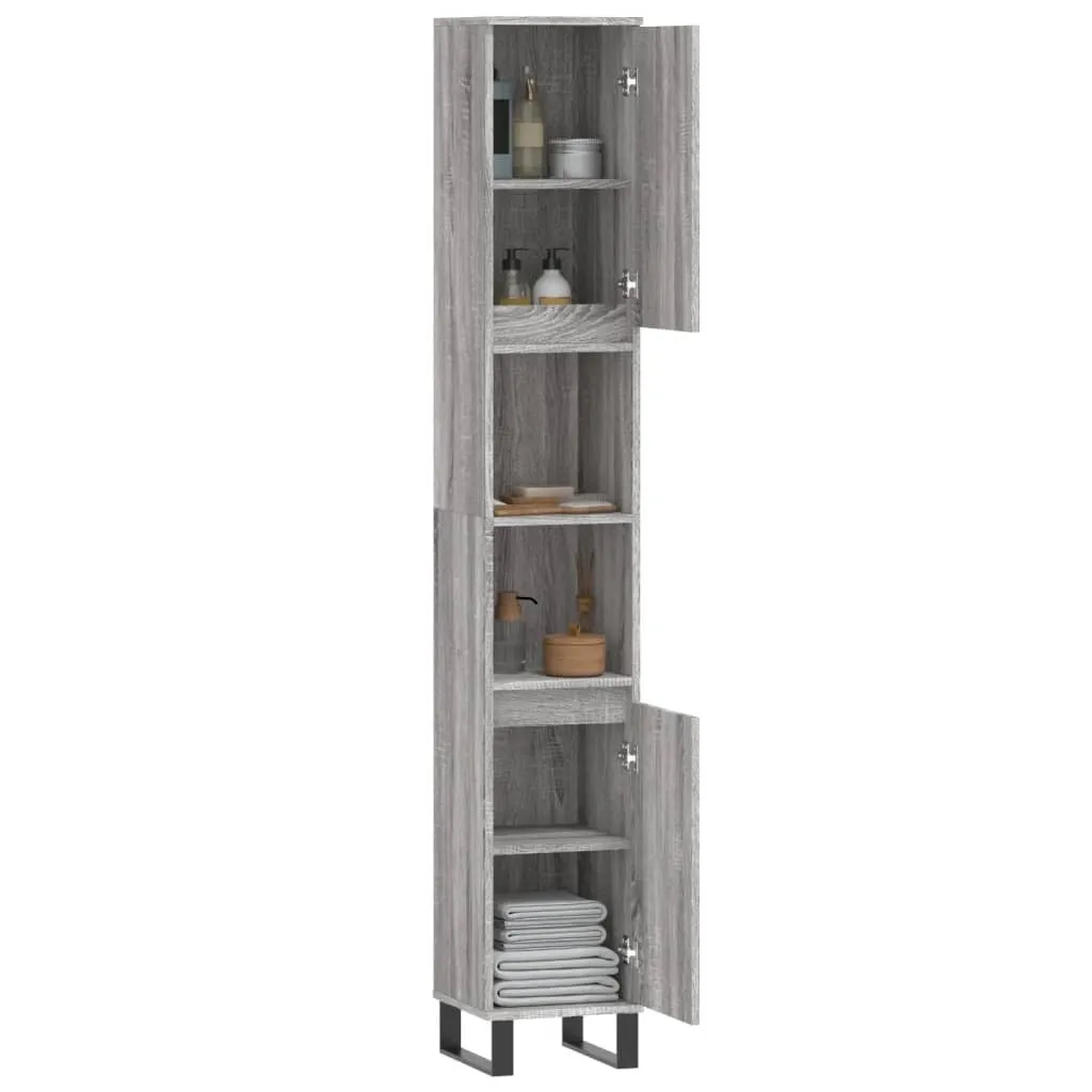Colonna Bagno Alta 190cm Grigio Sonoma | Mobile Verticale Design 30x30 - 3
