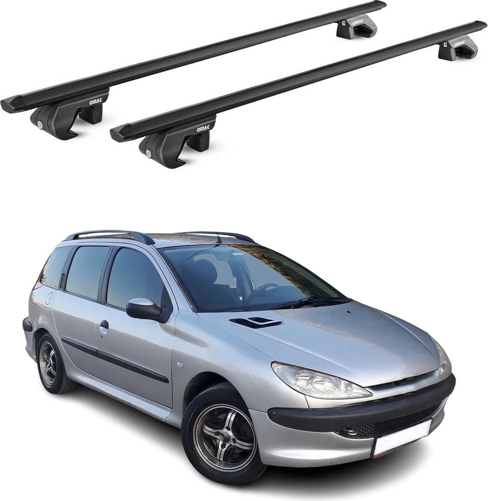 Dachträger Gepäckträger für Peugeot 206 Wagon 2002-2013 Alu Schwarz 2 tlg ABE